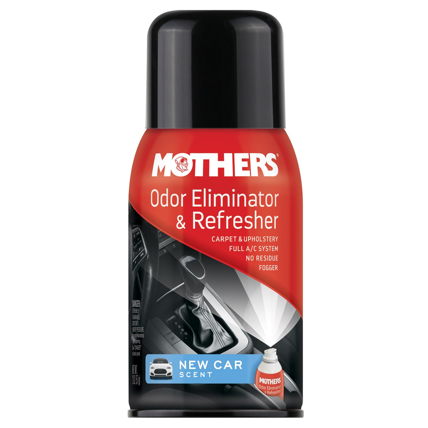 Mothers Odor Eliminator & Refresher, New Car Scent, 2 oz. Aerosol – Whole-Car Fogger Neutralizes Smoke, Pet, Food & Mildew Odors with CMM® Technology, Freshens Cabin & Vent Ducts (06811)